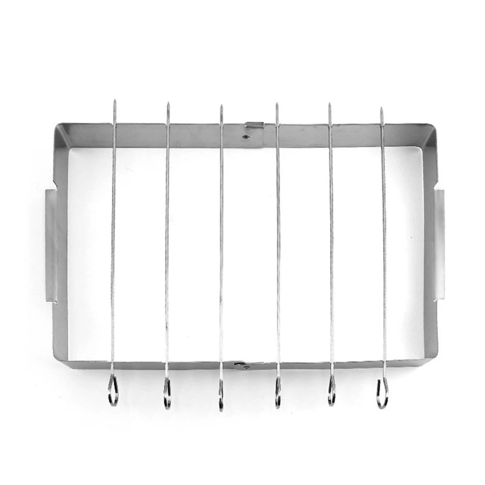 Stainless Steel BBQ Shish Kabob Set, Foldable Shish Kabob Holder with 6pcs 12.2