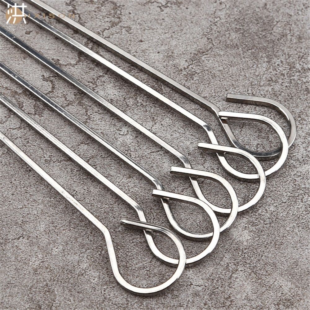Stainless Steel BBQ Shish Kabob Set, Foldable Shish Kabob Holder with 6pcs 12.2