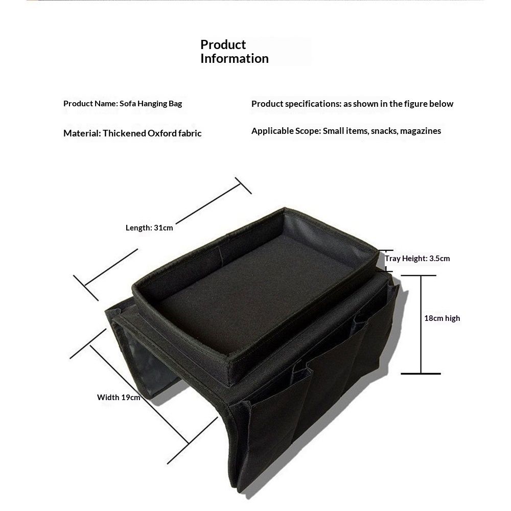 Sofa Armrest Organizer, Couch TV Remote Storage Organizer with Pockets for Recliner Armchair Snacks Glasses Smartphone Magazines Pouch (black) - Image 5