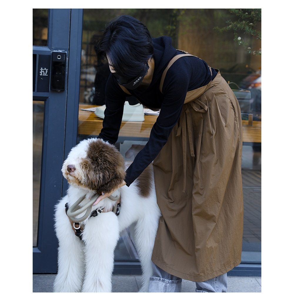 Ladies' waterproof apron, suitable for kitchen, garden, barber, cooking, pottery, nail art techniques (dark brown) - Image 3
