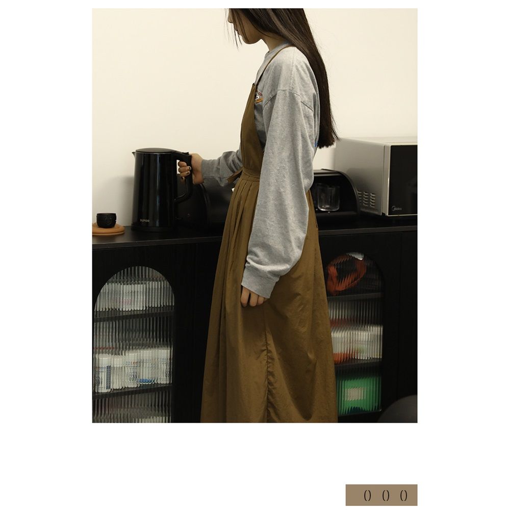 Ladies' waterproof apron, suitable for kitchen, garden, barber, cooking, pottery, nail art techniques (dark brown) - Image 4