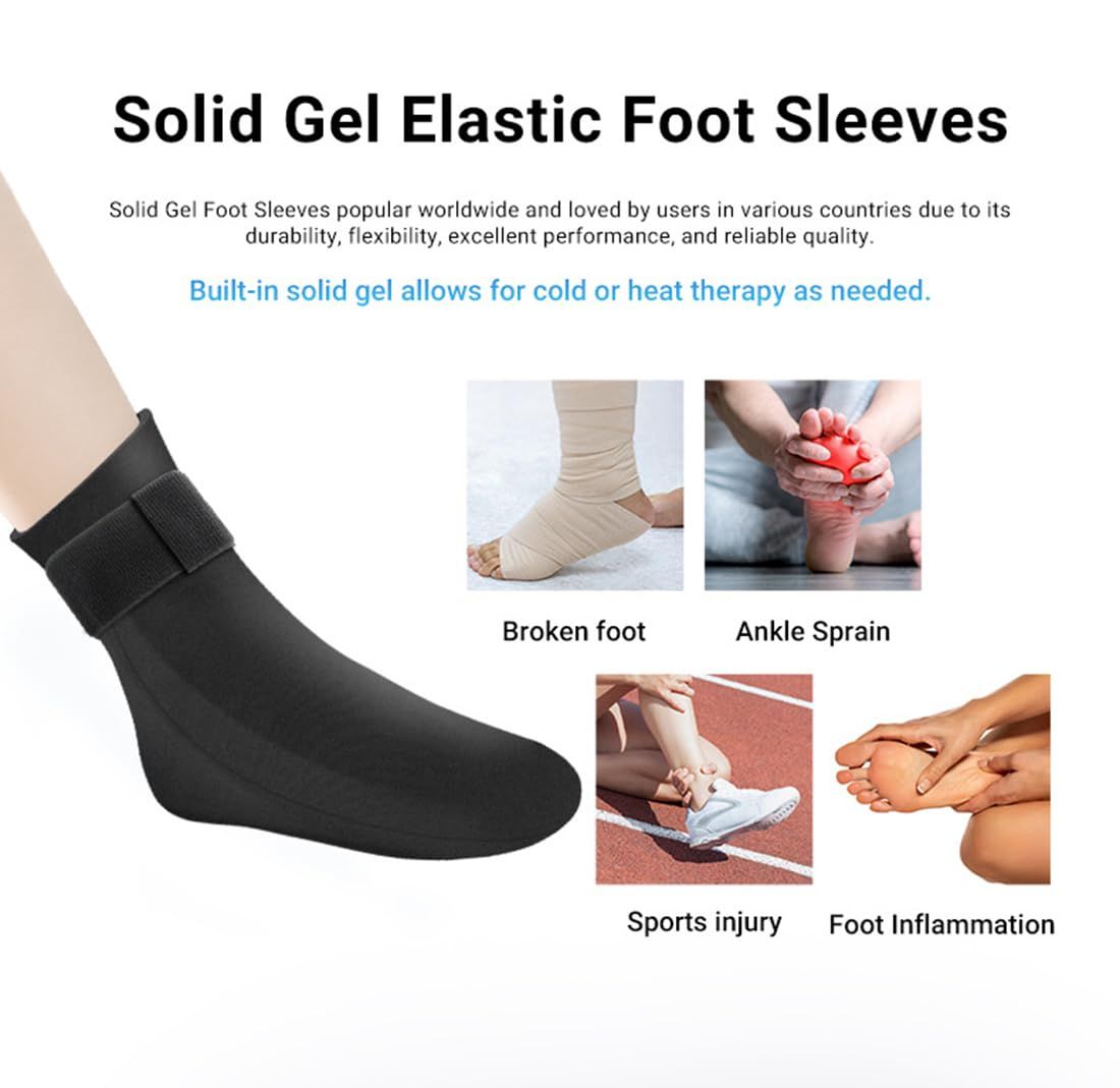 Reusable Gel Cold Therapy Sock for Hot & Cold Therapy, Ankle Foot Ice Pack Wrap for Injuries, Instant Pain Relief for Achilles Tendonitis, Plantar Fasciitis, -1pcs Black - Image 3