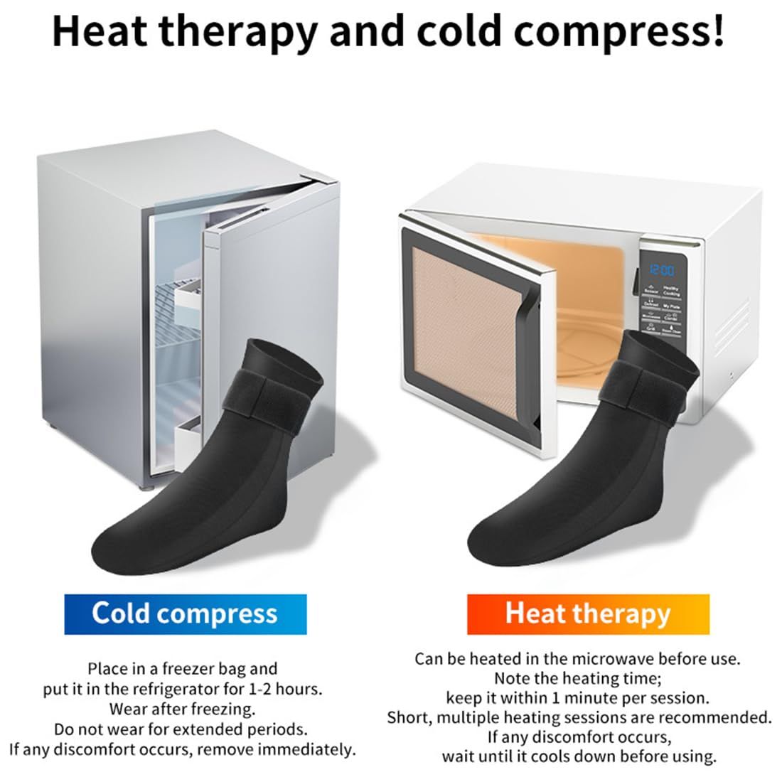 Reusable Gel Cold Therapy Sock for Hot & Cold Therapy, Ankle Foot Ice Pack Wrap for Injuries, Instant Pain Relief for Achilles Tendonitis, Plantar Fasciitis, -1pcs Black - Image 4