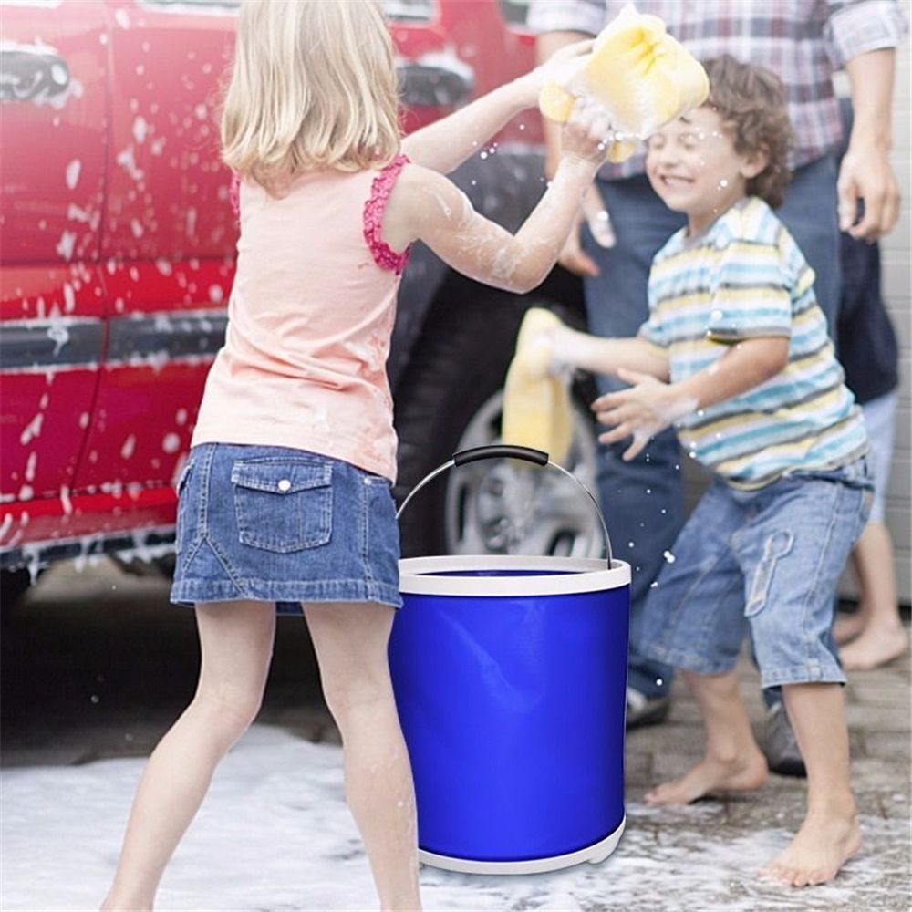Collapsible Bucket with Storage Case- Durable Pop Up Bucket with Watertight Fabric,  Great for RVs, Camping, Fishing, Boating, Hiking and More - Blue  9L - Image 3