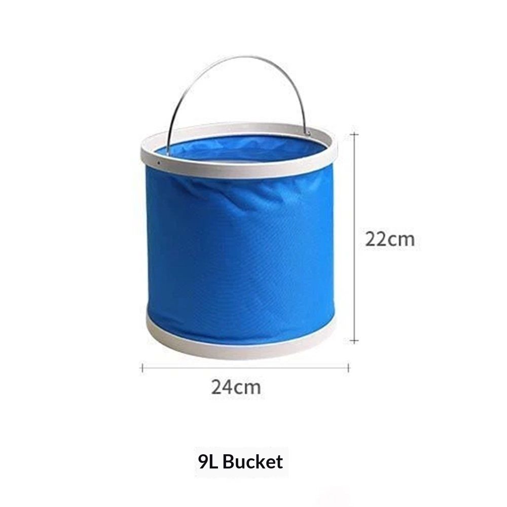 Collapsible Bucket with Storage Case- Durable Pop Up Bucket with Watertight Fabric,  Great for RVs, Camping, Fishing, Boating, Hiking and More - Blue  9L - Image 5
