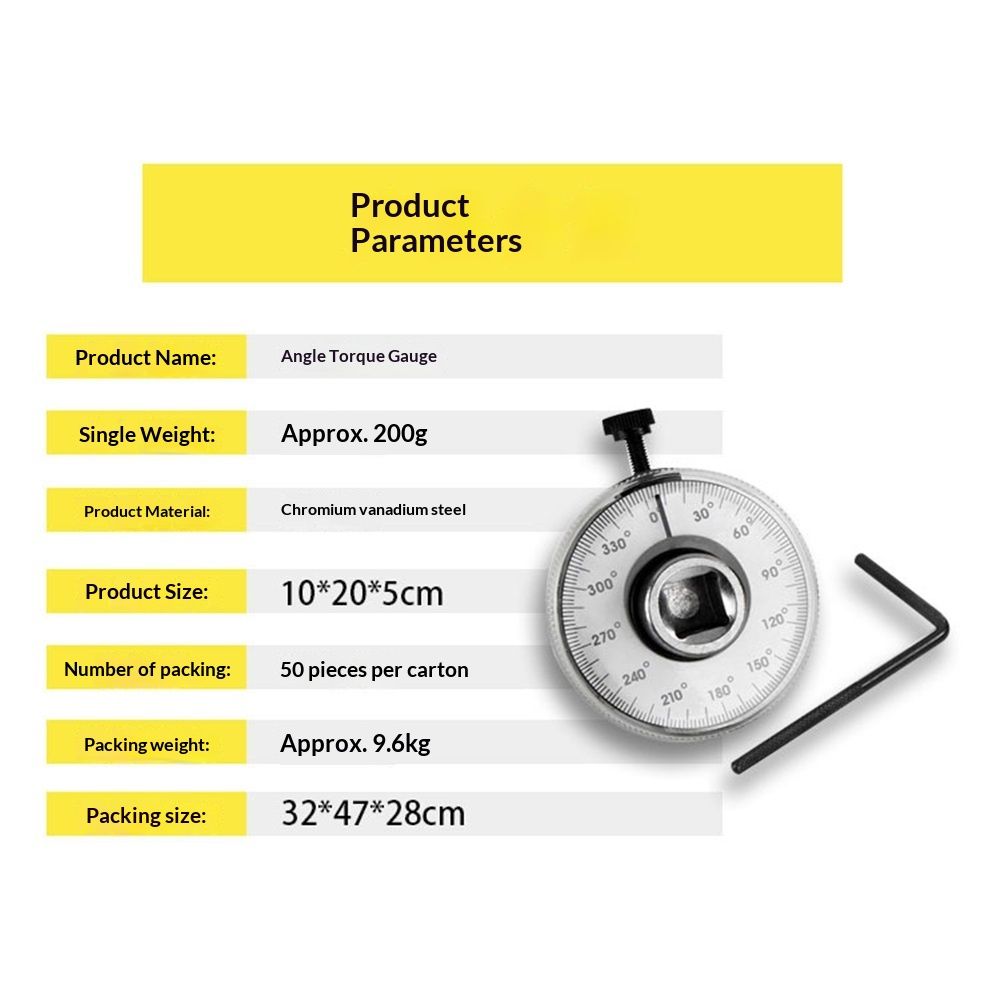 Drive Angle Gauge, 360 Degree 1/2in Adjustable Drive meter Wrench Set, Wrench Angle Gauge Tool for 1/2in Male and Female Drive - Image 5