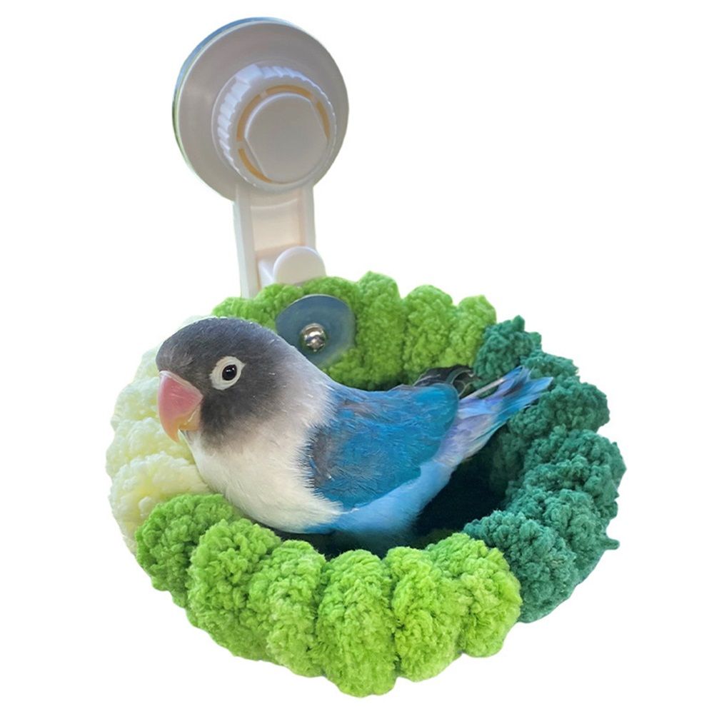 Portable Suction Cup Bird Perch Nest for Travel Car Window Glass, Warm Bird Sleeping hut Snuggle Bed for cage (Small size forest green) - Image 1