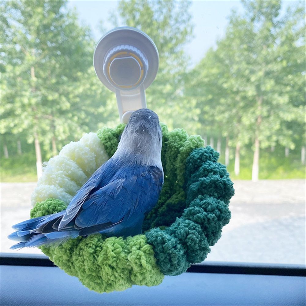 Portable Suction Cup Bird Perch Nest for Travel Car Window Glass, Warm Bird Sleeping hut Snuggle Bed for cage (Small size forest green) - Image 2