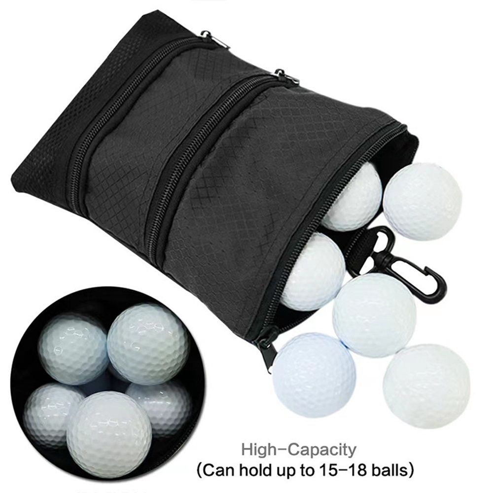 Golf Bag Accessories Valuables Pouch Bags Multi Pocket Zipper Hook  for Men Women Zipper pocket, gear clip（black） - Image 3