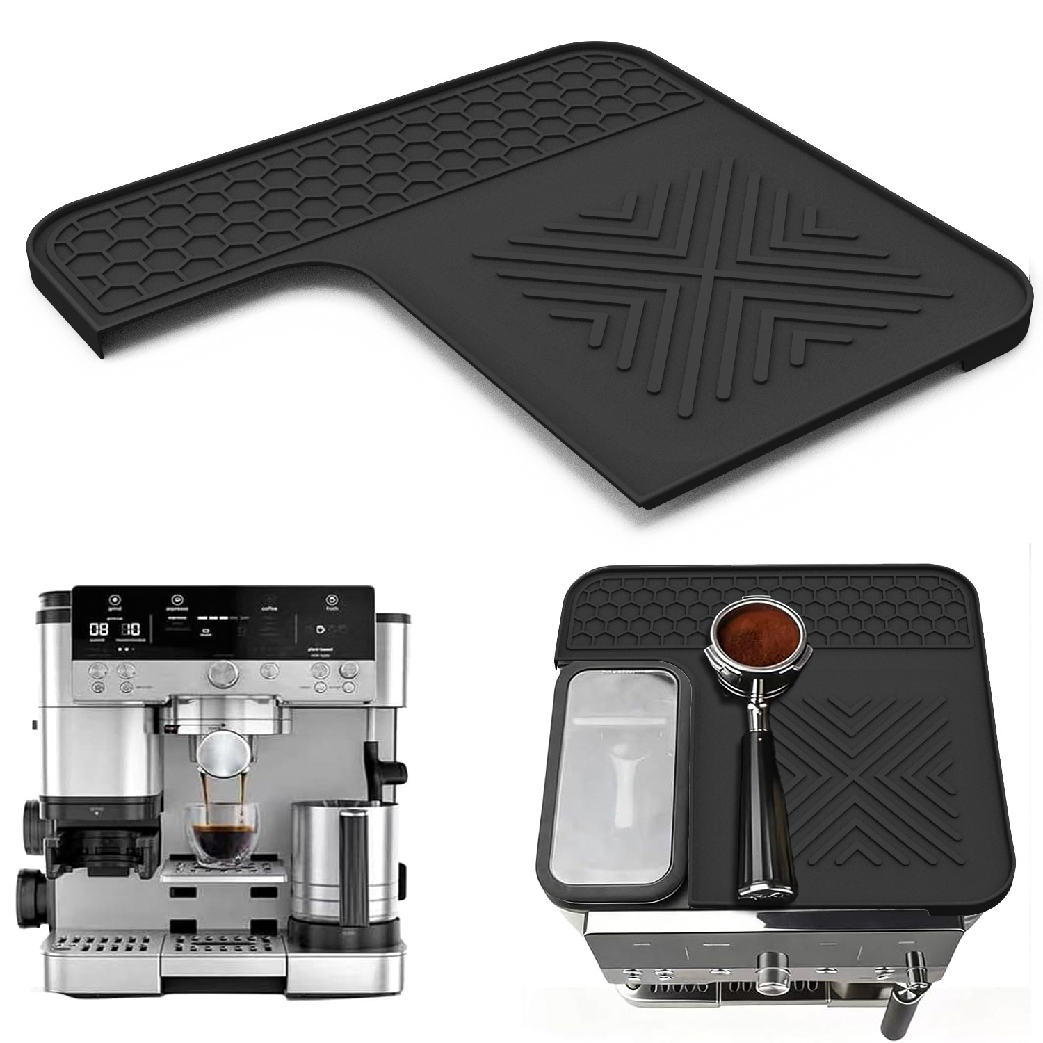 Top Mat for Cafe Espresso Machine, Protects Top Surface, Anti-scratch, Easy to Clean, Heat Resistant, Non-Slip Silicone Coffee Machine Mat for  Cafe Accessories, Black - Image 2