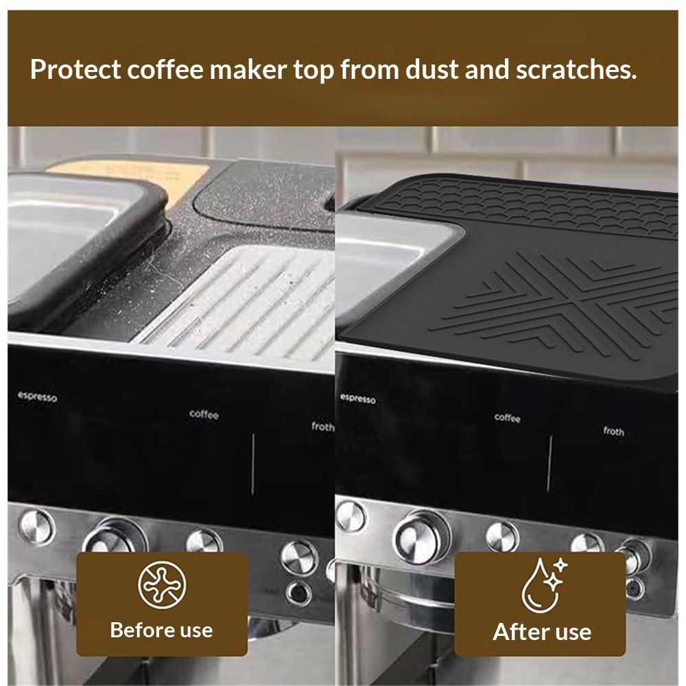 Top Mat for Cafe Espresso Machine, Protects Top Surface, Anti-scratch, Easy to Clean, Heat Resistant, Non-Slip Silicone Coffee Machine Mat for  Cafe Accessories, Black - Image 3