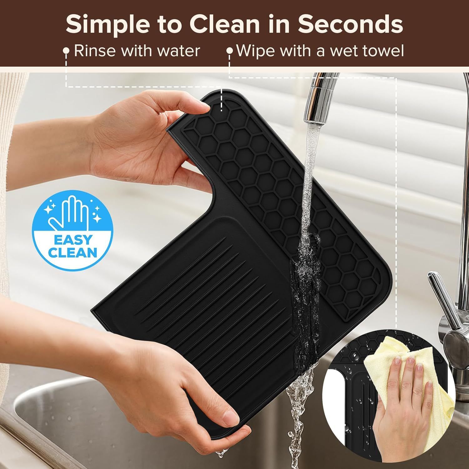 Top Mat for Cafe Espresso Machine, Protects Top Surface, Anti-scratch, Easy to Clean, Heat Resistant, Non-Slip Silicone Coffee Machine Mat for  Cafe Accessories, Black - Image 4