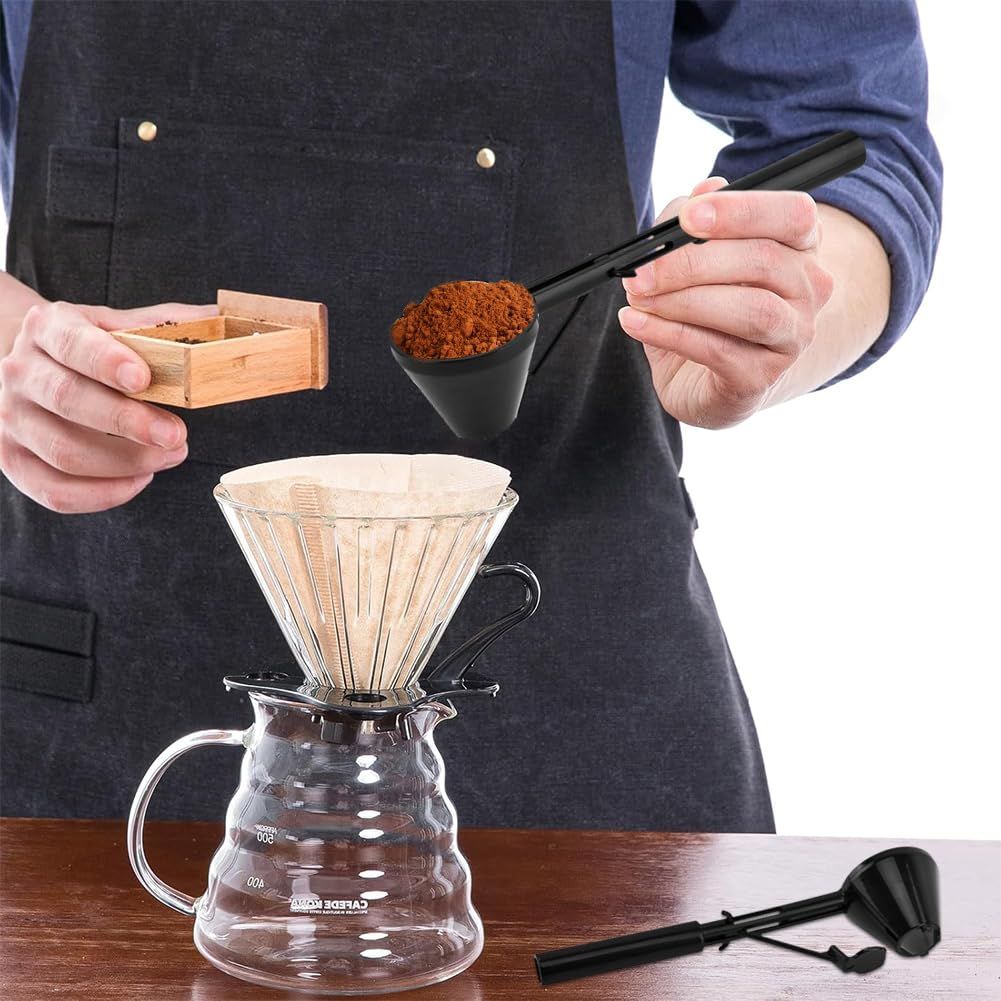 2pcs Coffee Scooper & Funnel for Reusable  Cup Refillable Coffee Pods, 2 Tablespoon Capacity Black - Image 2