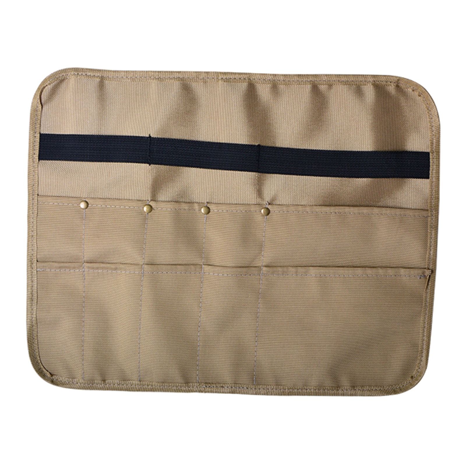Camping Utensil Bag, Chef Knife Roll Canvas Roll up Culinary Bag Tableware Storage Hanging Knife Pouch Holder for Outdoor Barbecue Activities(Square, Khaki) - Image 1