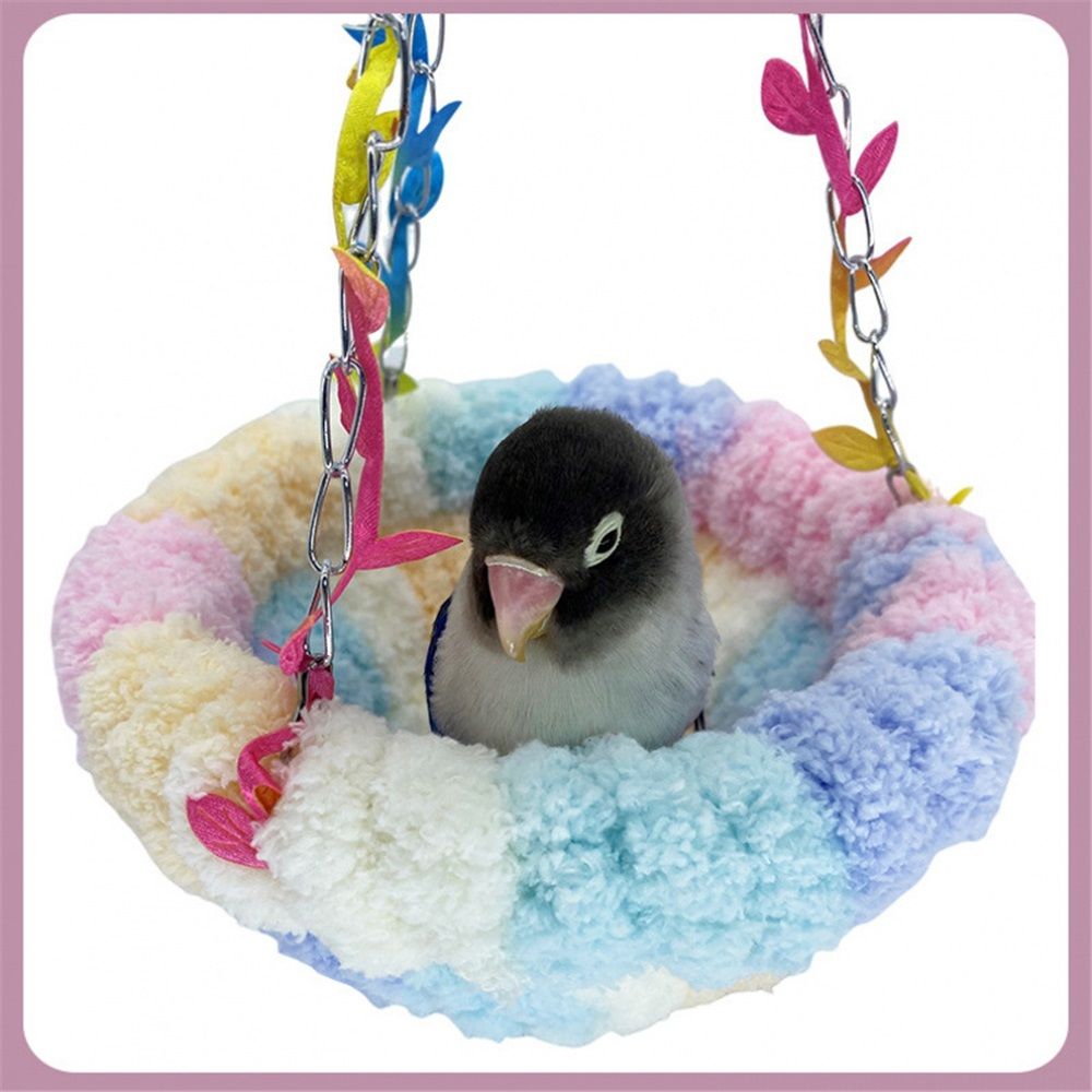 Hanging Bird Bed, Hammock for Cage Winter Warm Bird Plush Nest Parrot Sleeping Bed for Budgie Lovebird   Lovebird, Finch, Hamster-pink - Image 2