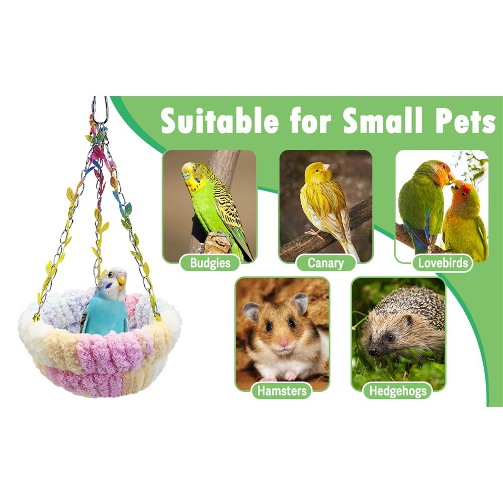 Hanging Bird Bed, Hammock for Cage Winter Warm Bird Plush Nest Parrot Sleeping Bed for Budgie Lovebird   Lovebird, Finch, Hamster-pink - Image 4