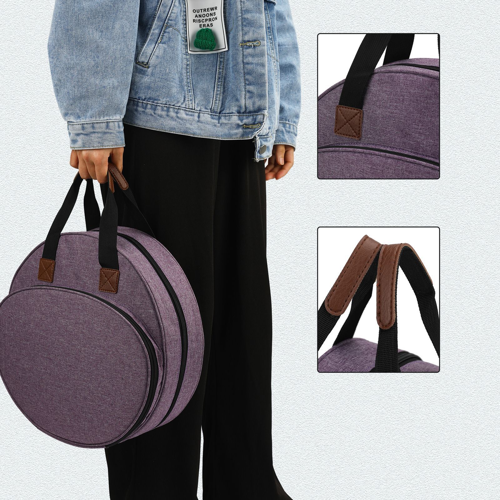 Cross Stitch Storage Bag Purple,Embroidery Projects Bag,Sewing Crafts Storage Tote Bag,Knitting Bags with Zipper Pockets Organiser for Embroidery Hoops(Purple) - Image 4