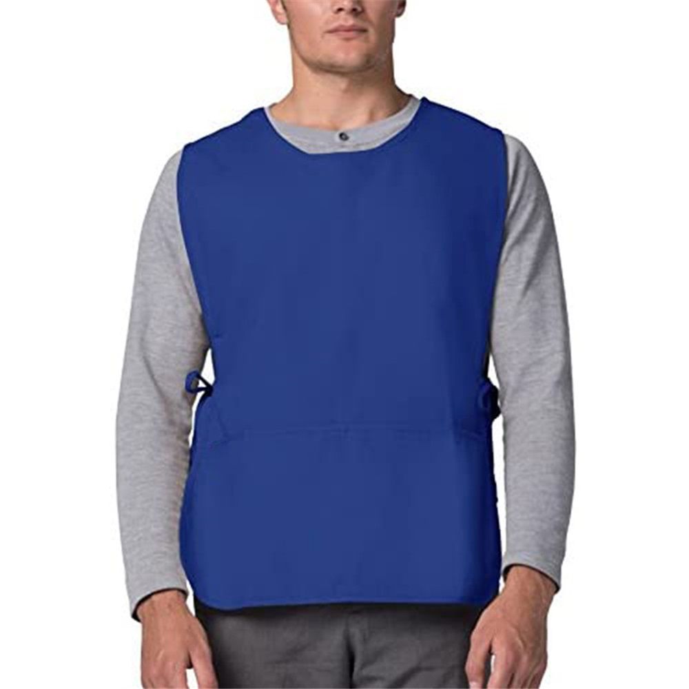 Blue Apron with Pockets, Polyester Work Apron Adjustable Side Ties Smock Hair Stylist Aprons for Woman Man Kitchen Cooking Art Painting Housekeeping - Image 4