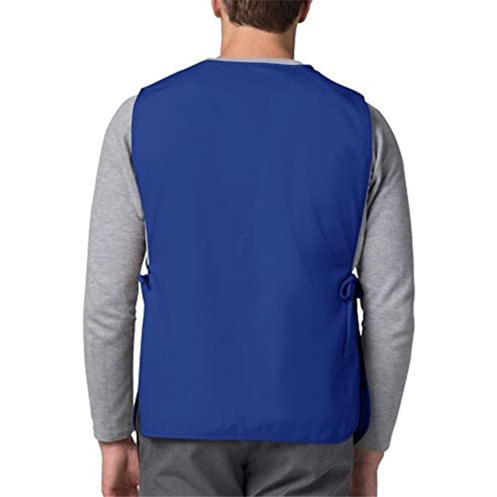 Blue Apron with Pockets, Polyester Work Apron Adjustable Side Ties Smock Hair Stylist Aprons for Woman Man Kitchen Cooking Art Painting Housekeeping - Image 5