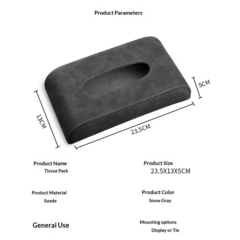 Black-gray Tissue Box suede Cover Rectangular Tissue Holder for Home Car Office Decor (NO Paper Towel) - Image 5