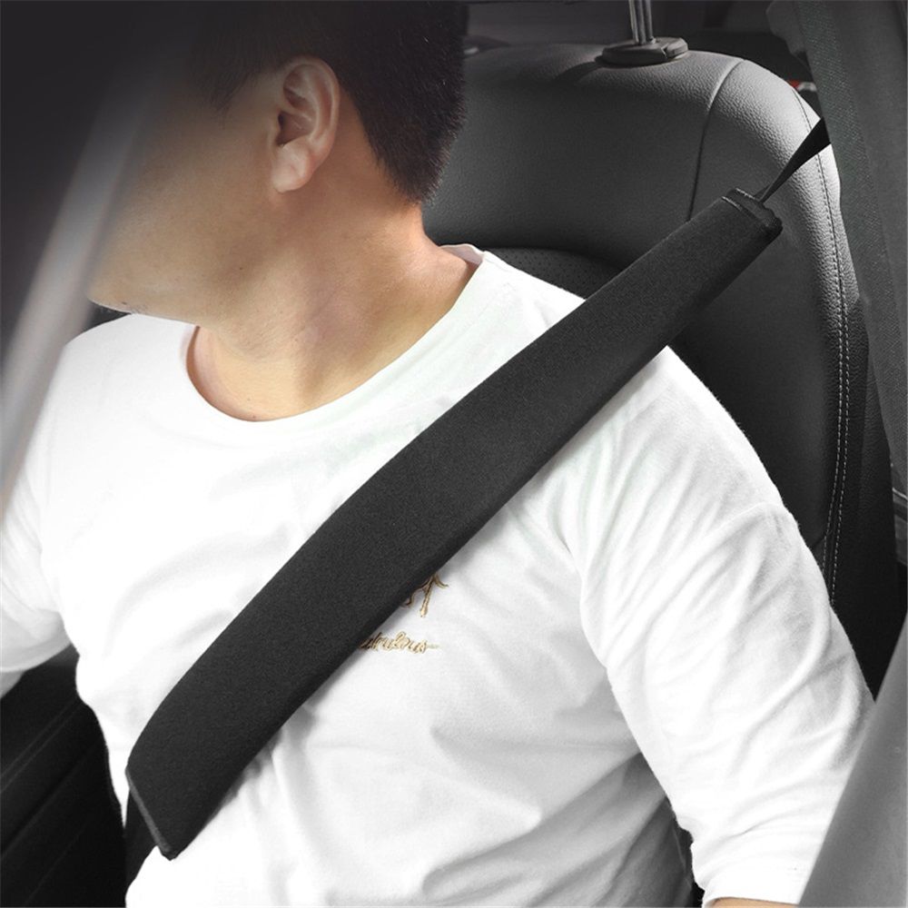2 pack Extra Long Seatbelt Cover Super Soft Furry for Adults Kids Women & Men, Car Seat Belt Strap Cushion, Fluffy Shoulder Pad Protector, Auto Interior Accessories, 2pc, Black, 15.7in - Image 1