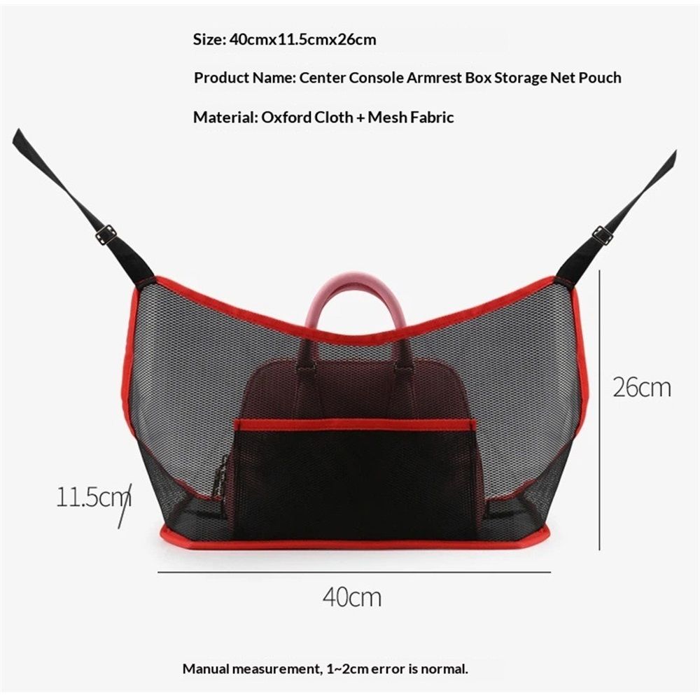 2 pack Car Net Pocket Handbag Holder,Car Backseat Organizer,Rear Seat Pet Kid Guardrail,Driver Storage Mesh Bag,Car Net Pocket Organizer For Purse and Bags (Red,Received only 2 storage bags) - Image 3