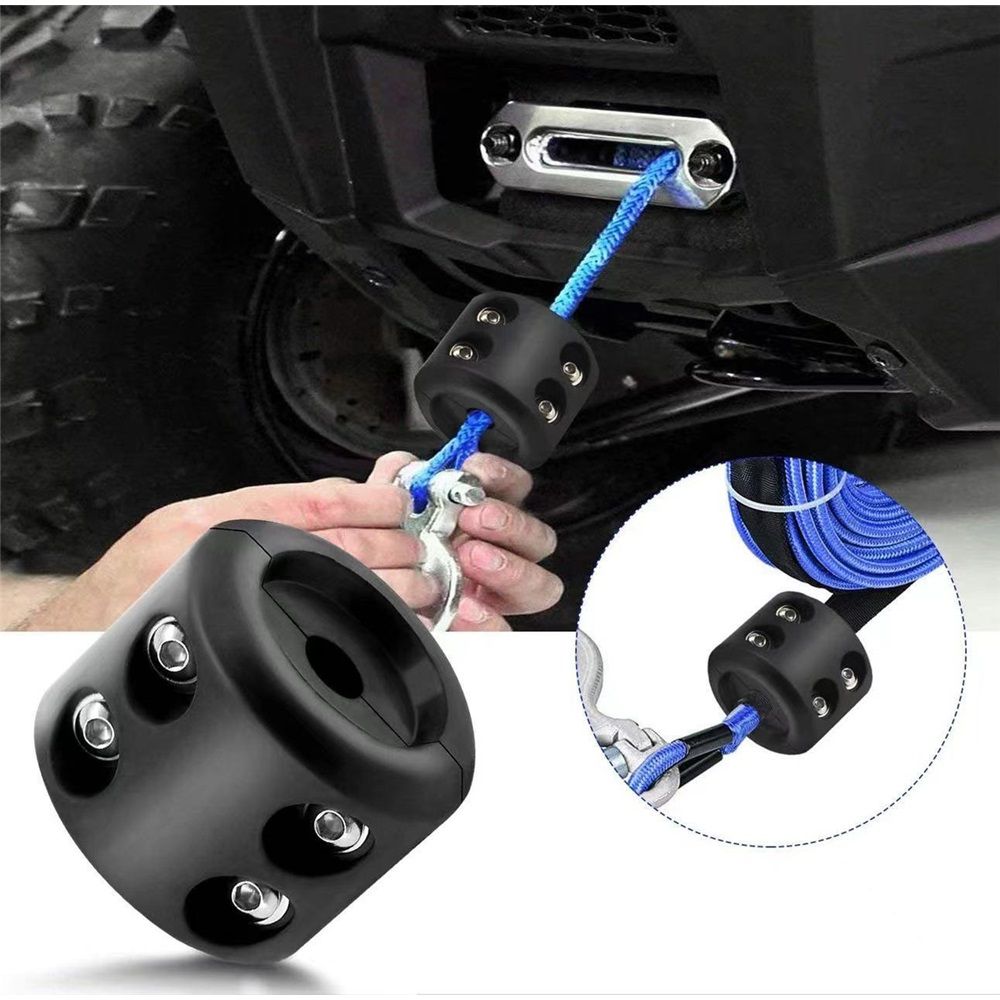 2 pack Winch Cable Hook Stopper, Rubber Winch Stopper for Wire & Synthetic Rope, with Stainless Steel Screws and Nuts Allen Wrench, Universal for ATV UTV Truck SUV (Black) - Image 2