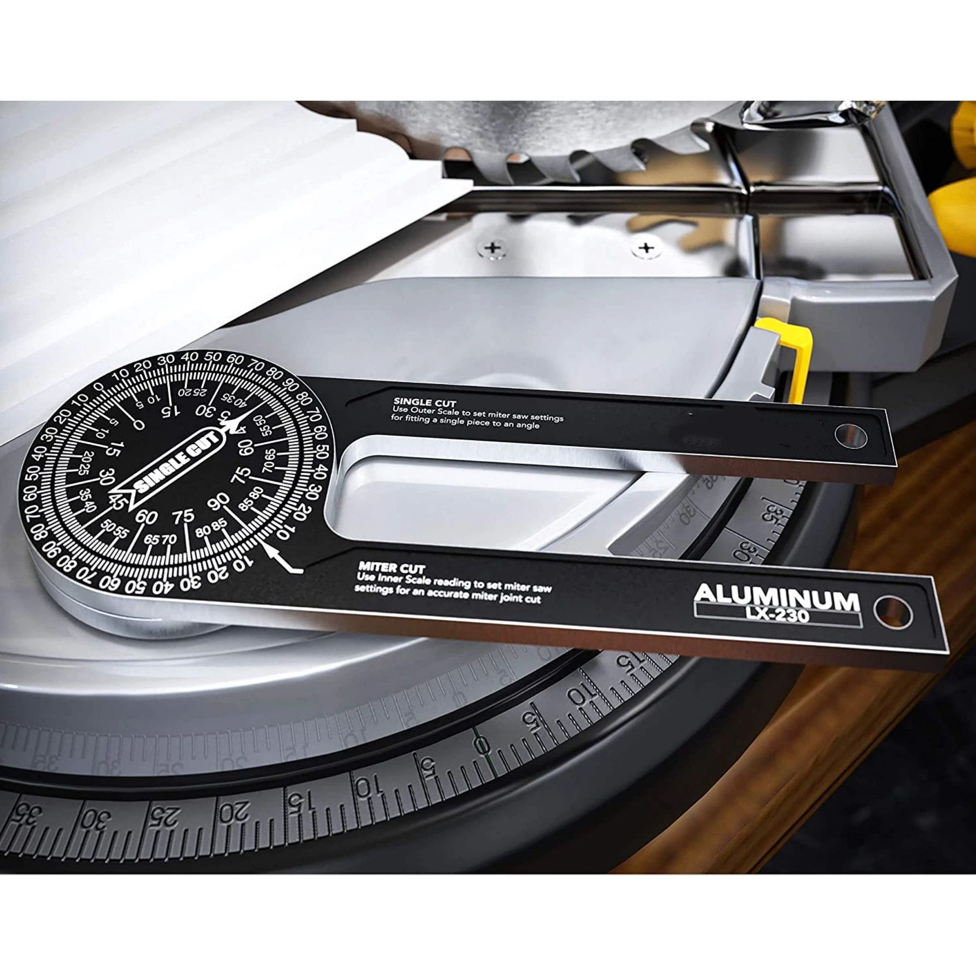 Aluminum Miter Saw Protractor | 7.3-Inch Rust Proof Angle Finder Featuring Precision Laser Engraved Scales - Image 2