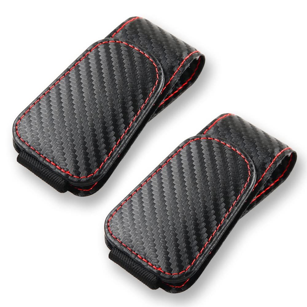 2Pcs Sunglass Holder for Car, Magnetic Leather Eyeglass Hanger Clip for Car Sun Visor, Sunglasses Holder and Ticket Card Clip for Car Visor Accessories (Carbon Fibre Black) - Image 1
