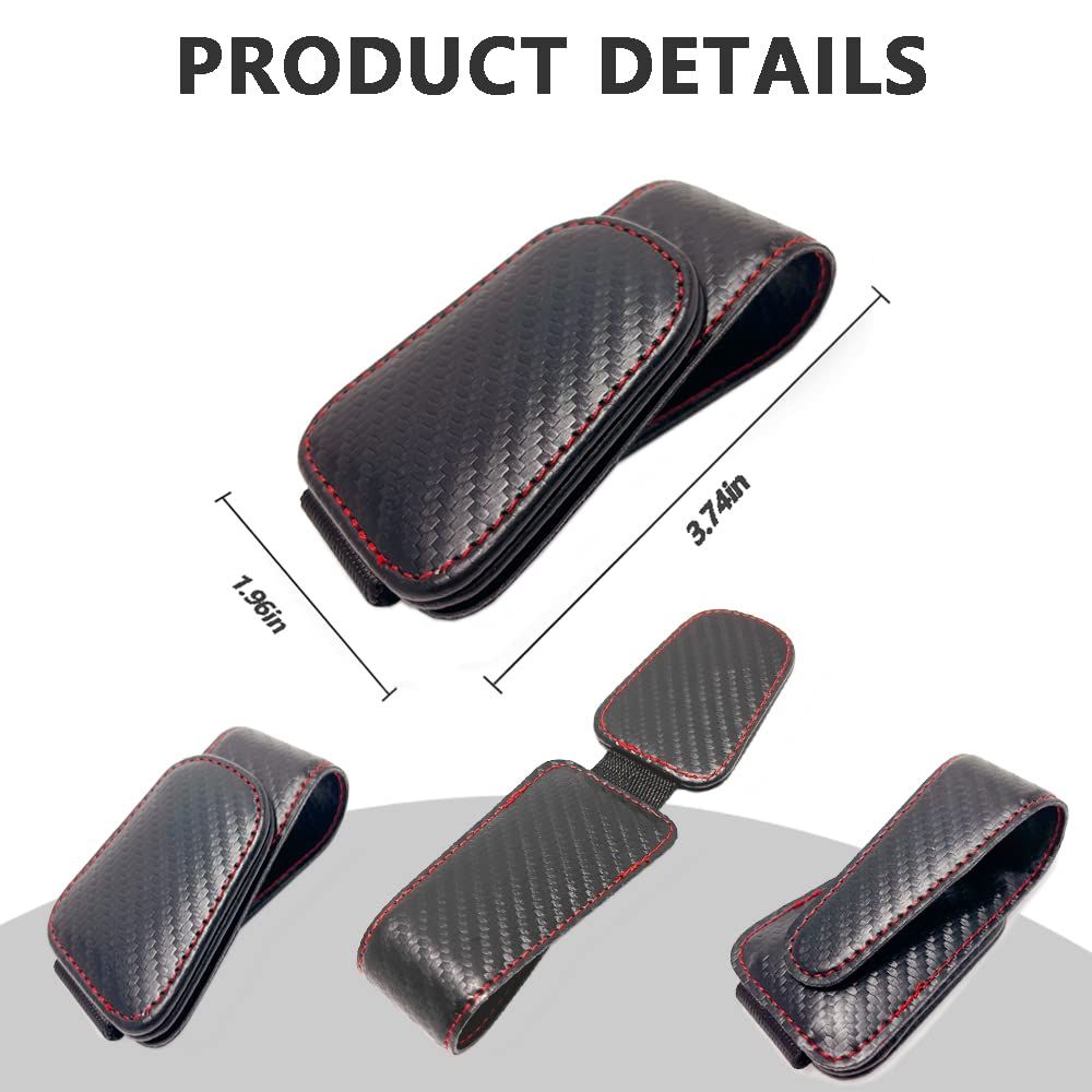 2Pcs Sunglass Holder for Car, Magnetic Leather Eyeglass Hanger Clip for Car Sun Visor, Sunglasses Holder and Ticket Card Clip for Car Visor Accessories (Carbon Fibre Black) - Image 5