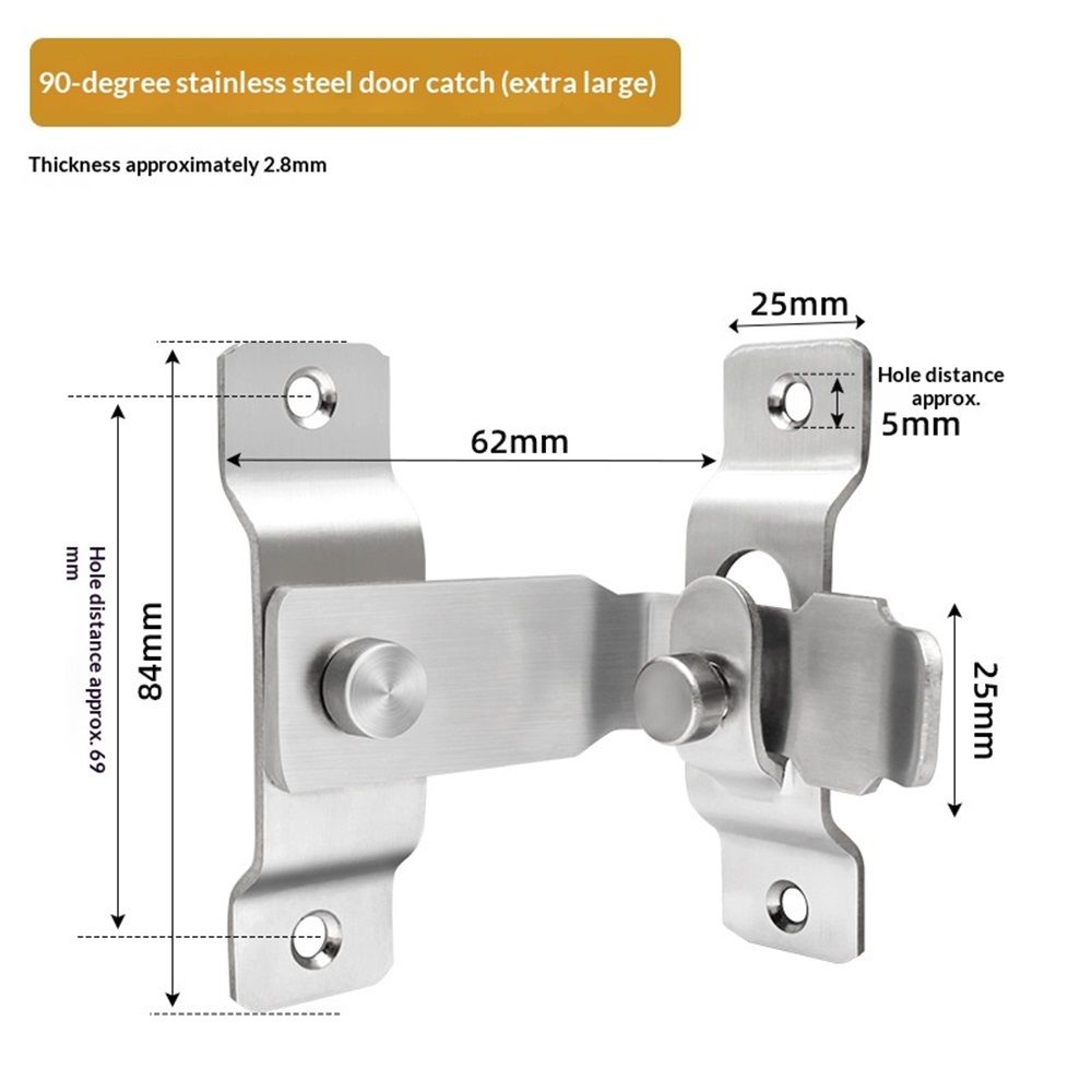2 pack Flip Door Latch, 90 Degree Heavy Duty Stainless Steel Bar Gate Latches Safety Door Lock, Sliding Door Lock, Brushed Finish - Image 3