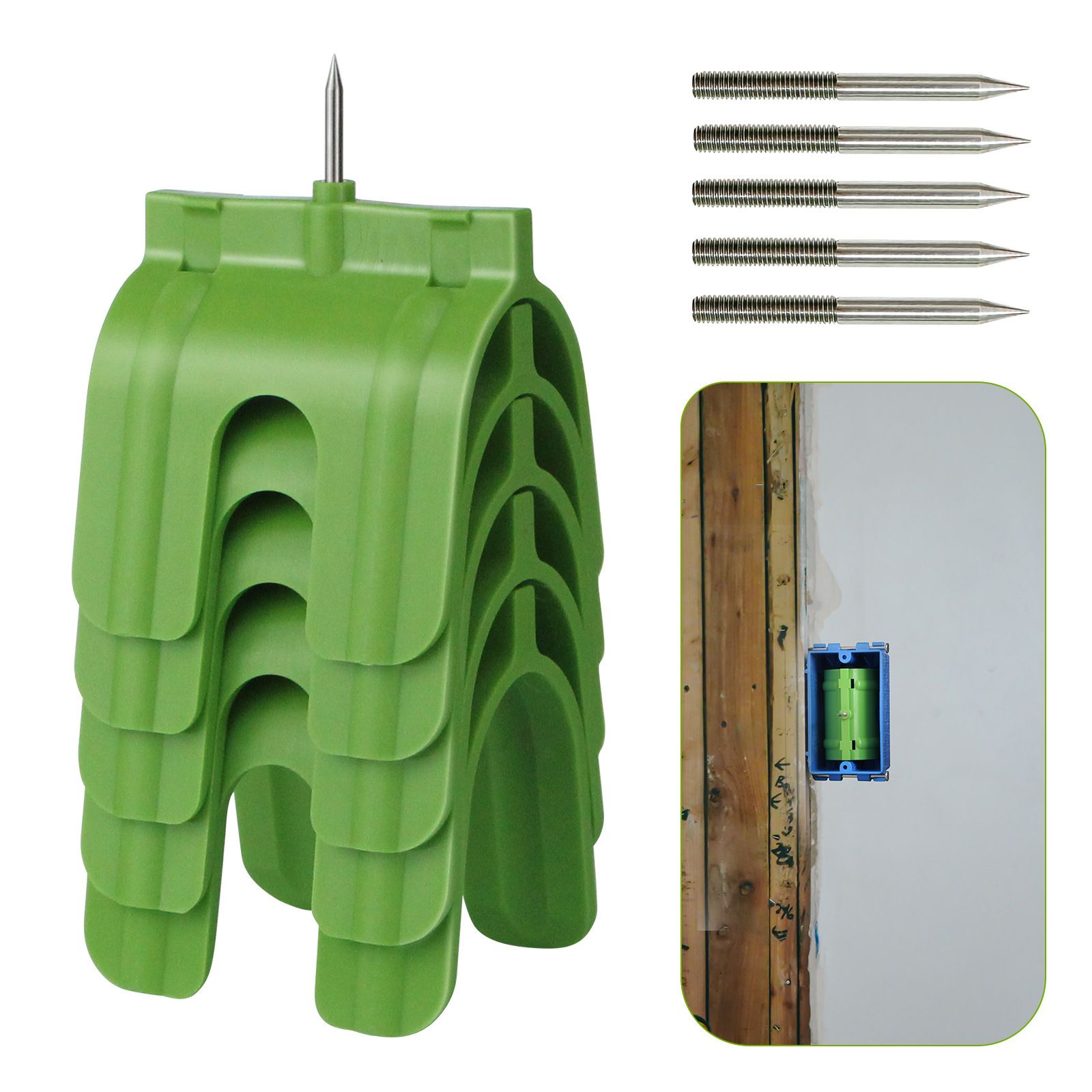 OwnMy 10PCS Drywall Outlet Markers for Drywall Installation No Measuring Needed Drywall Marking Tools for Electrical Outlets, Drywall Outlet Box Marking Locators Drywall Wire Protection Tools, Green - Image 2