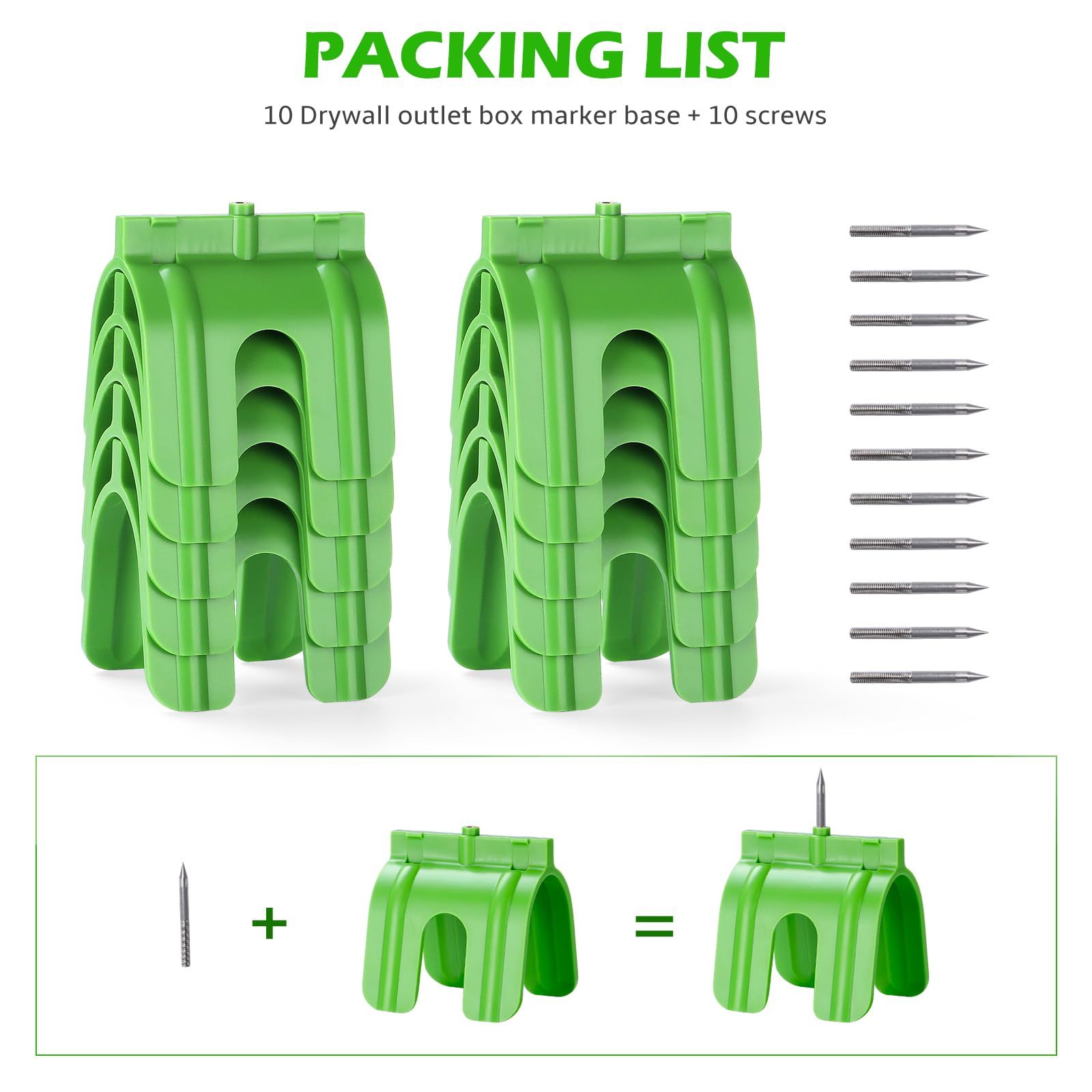 OwnMy 10PCS Drywall Outlet Markers for Drywall Installation No Measuring Needed Drywall Marking Tools for Electrical Outlets, Drywall Outlet Box Marking Locators Drywall Wire Protection Tools, Green - Image 5