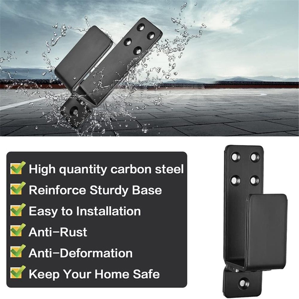 Door Barricade Brackets,2 Pack Drop Open Bar Holder for Home Security, 2x4 Bar Brackets Prevent Unauthorized Entry, Carbon Steel,Black - Image 2