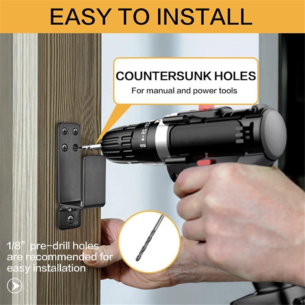 Door Barricade Brackets,2 Pack Drop Open Bar Holder for Home Security, 2x4 Bar Brackets Prevent Unauthorized Entry, Carbon Steel,Black - Image 4