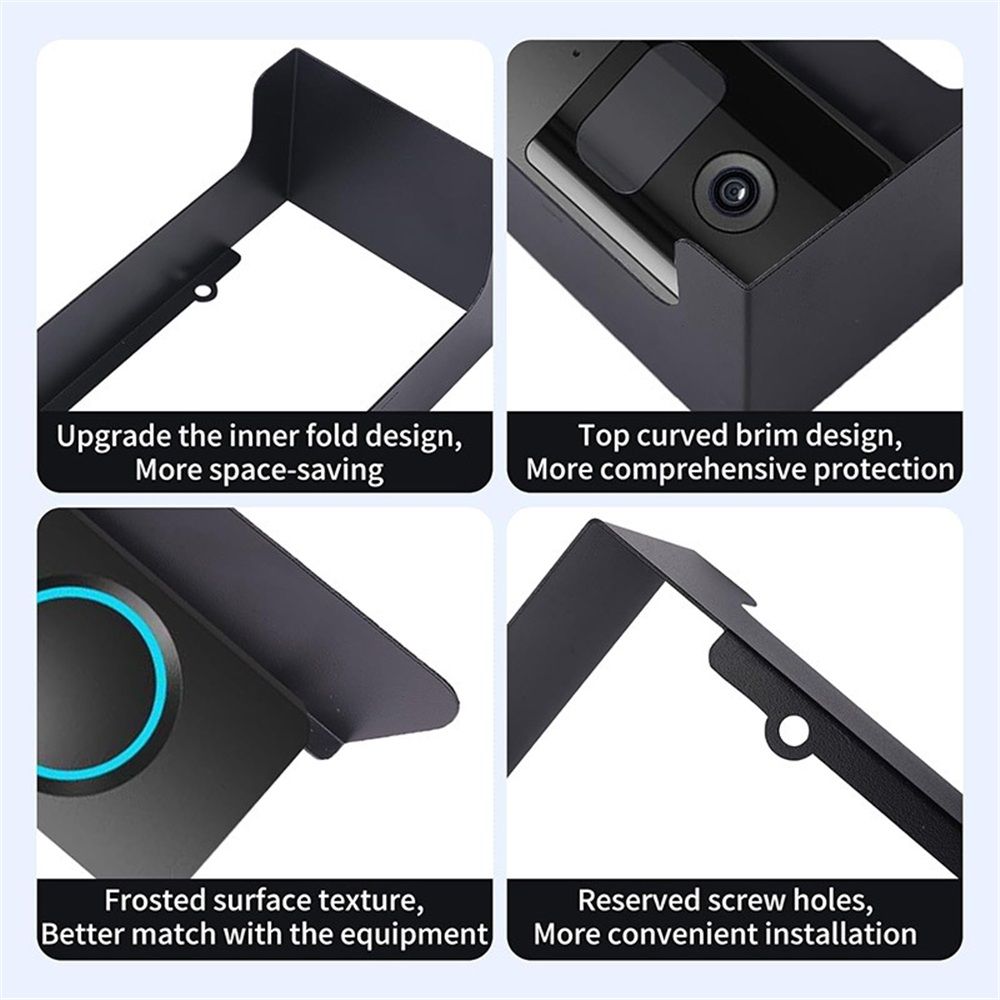 Outdoor Black Doorbell Rain Anti-Glare Cover, Steel Weather-Blocking Camera Cover Glare Sun Shade Protection for Most Video Doorbells - Image 4