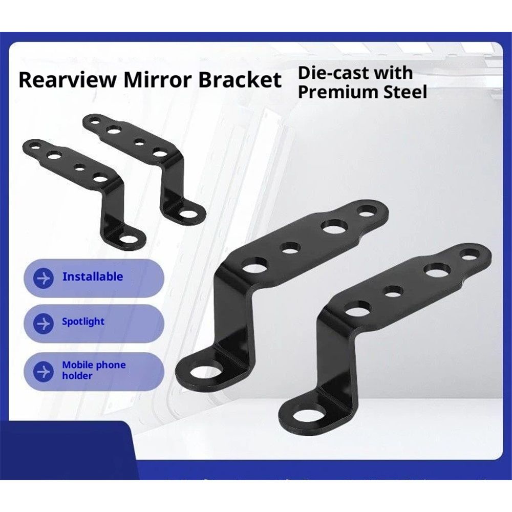 4 pcs Motorcycle Mirror Mounting Bracket Motorcycle Fog Driving Light Support Relocation Holder (Black) - Image 3