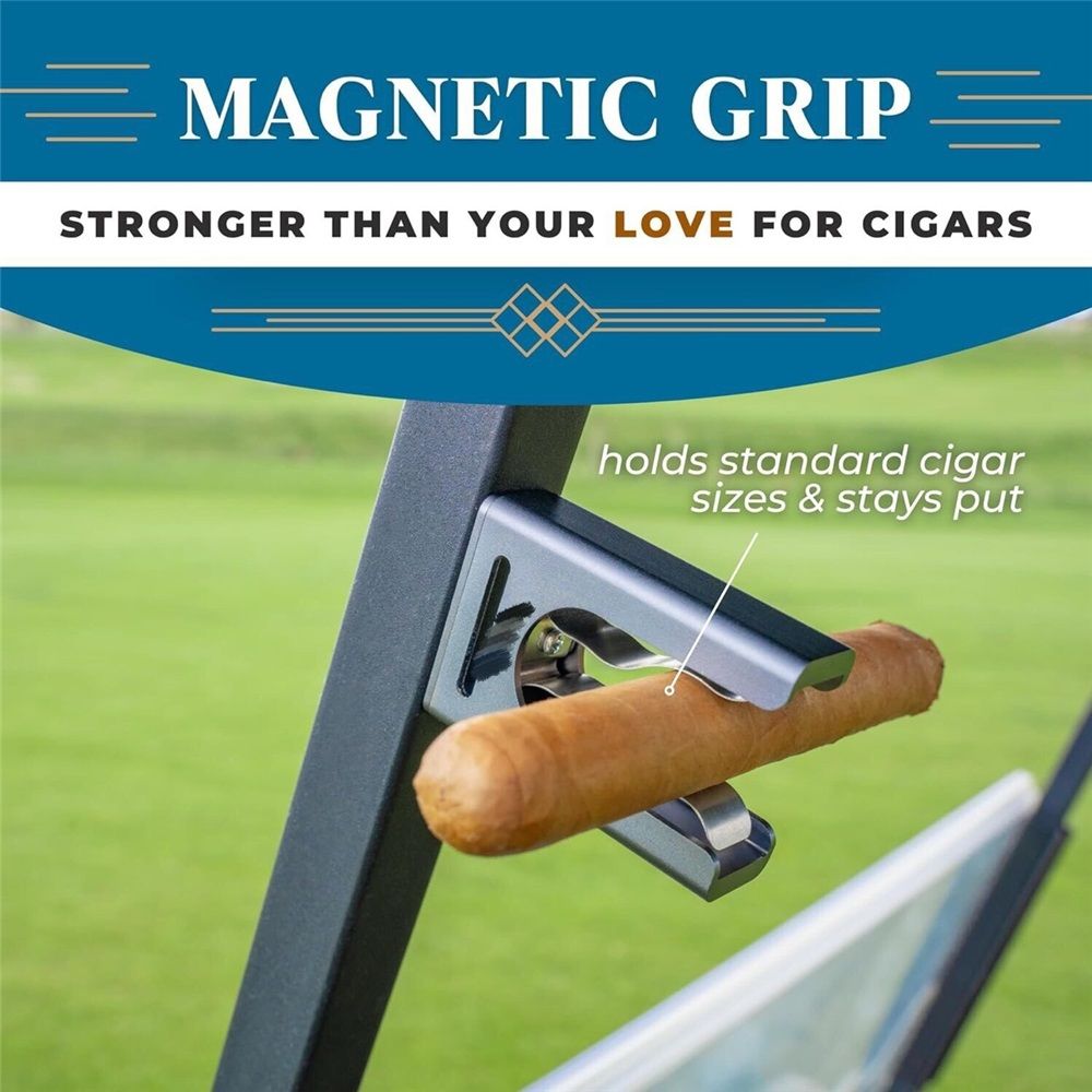 Cigar Holder for Golf Cart,Strong Magnetic Cigar Holder-Ideal Golf Cart Accessory,No Damage Cigar Wrapper,Aluminum Alloy,Loop Strap,Golf Cart Accessories & Gift for Golfers（gray） - Image 3