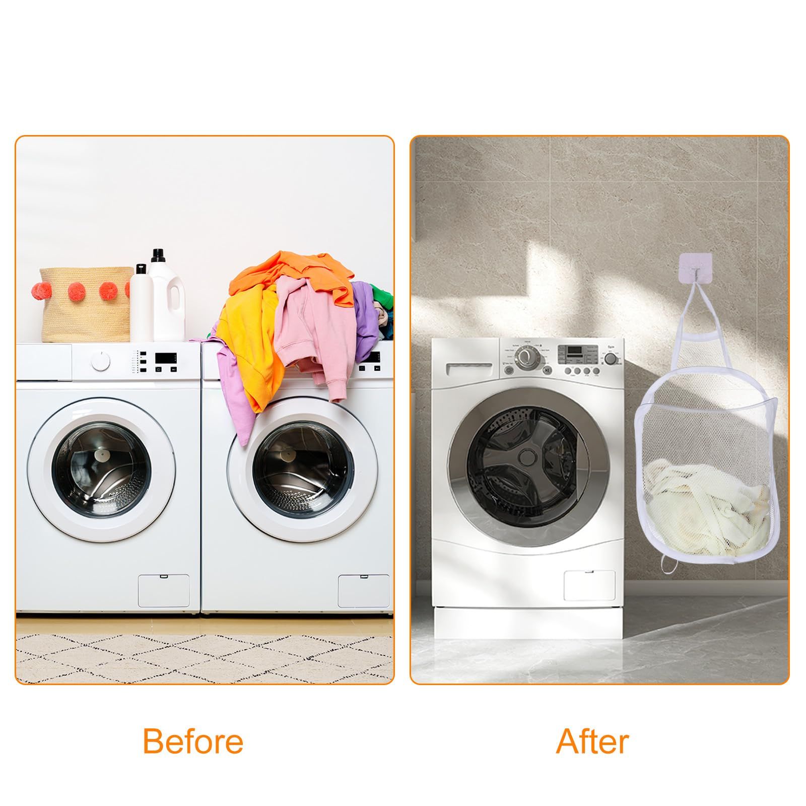 3 pack Mesh Collapsible Small Wall Laundry Baskets，Hanging Laundry Hamper，for Hotel, University Dormitory Use - Image 4