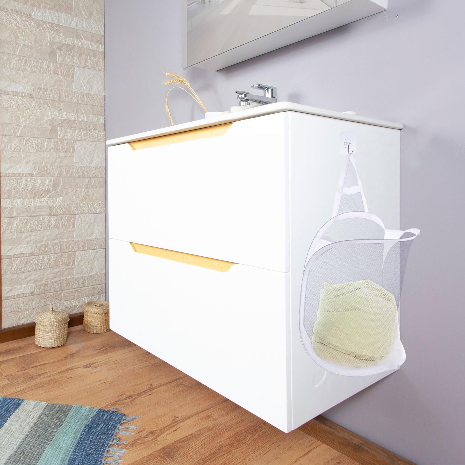 3 pack Mesh Collapsible Small Wall Laundry Baskets，Hanging Laundry Hamper，for Hotel, University Dormitory Use - Image 5