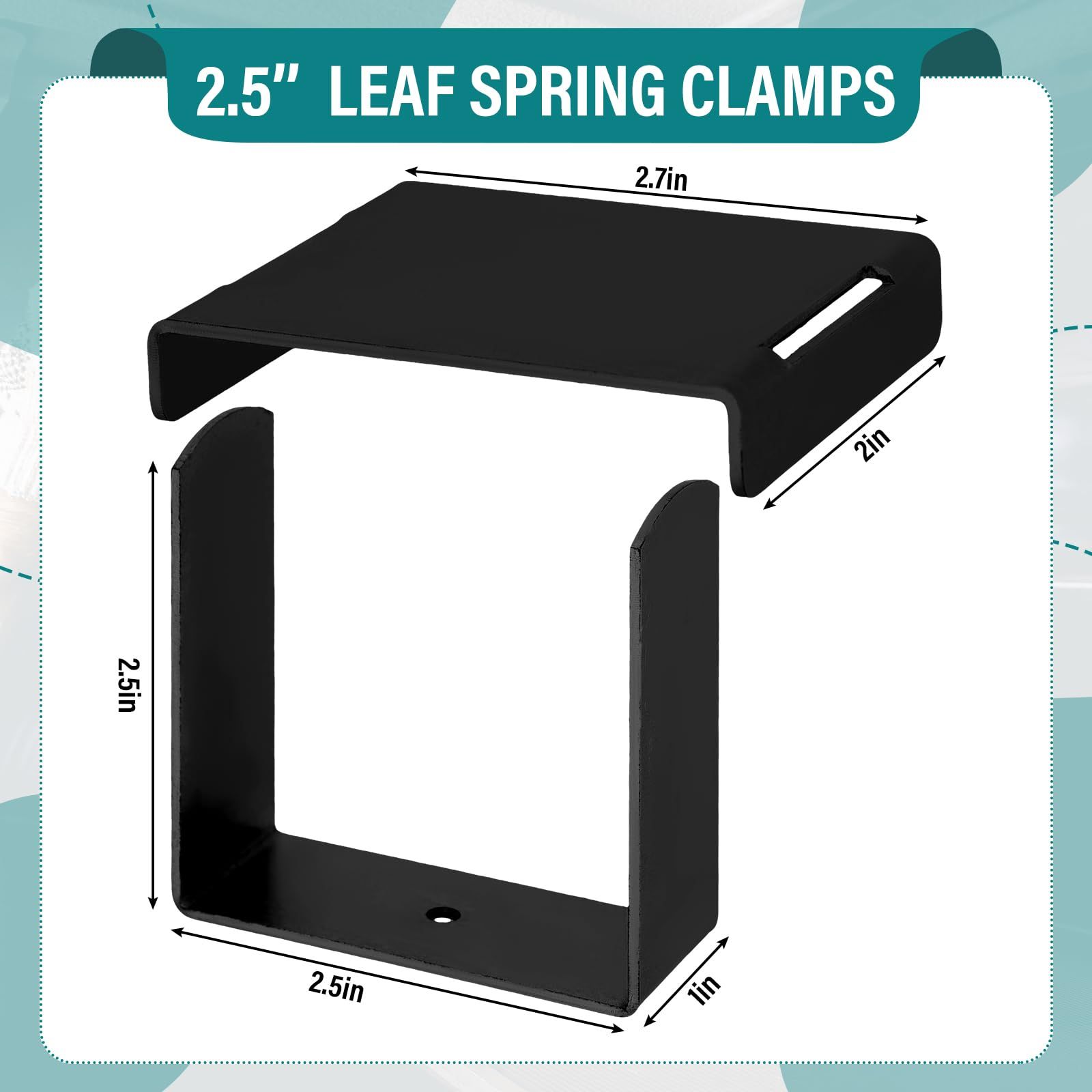 4 Pcs Leaf Spring Clamp Kit Leaf Springs up to 2.5” Wide Lock Spring Together for Vehicles Stabilizing, Repair Clip with Cap Wide Axle Rebound Clamp(Black) - Image 3