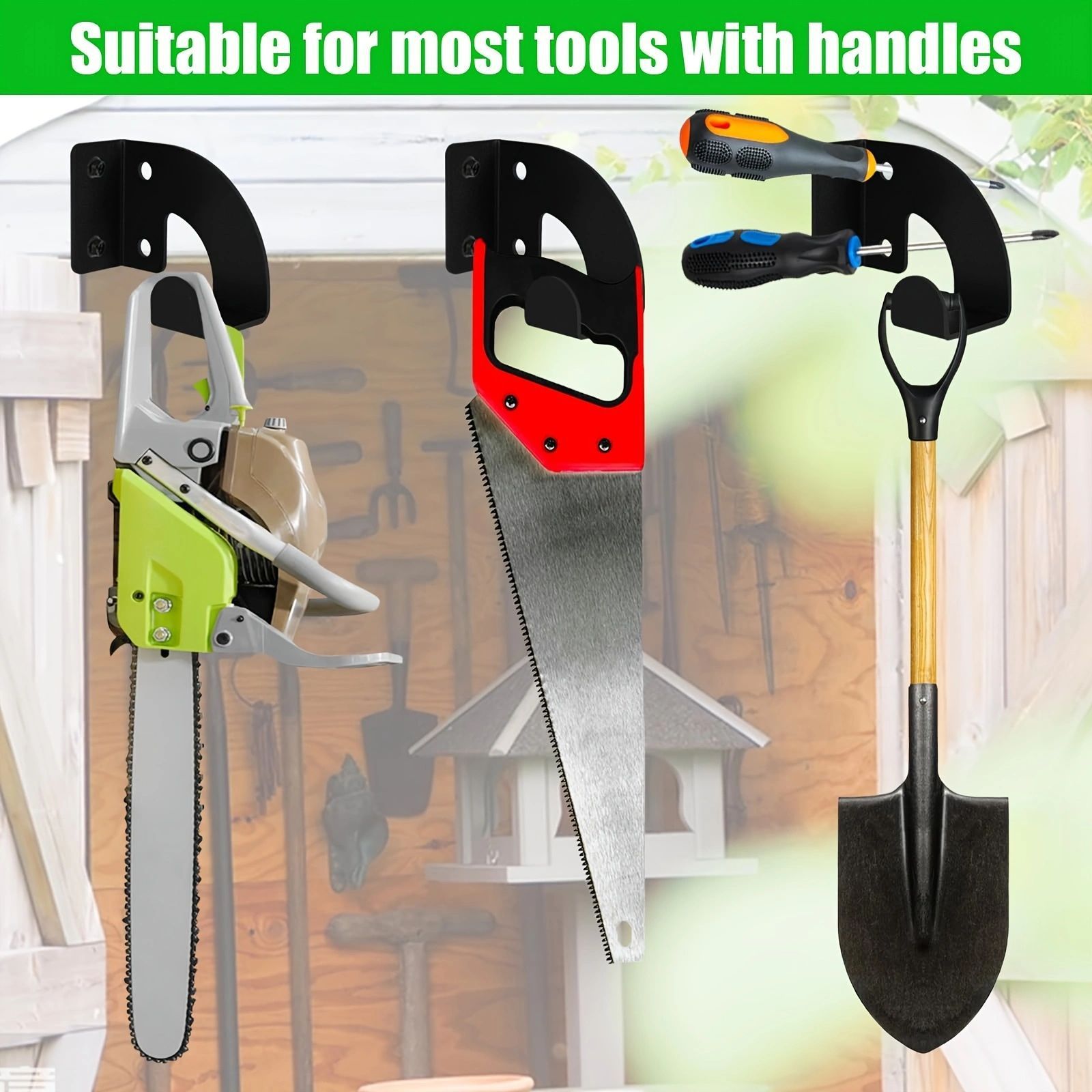 2PCS Chainsaw Hanger, Heavy Duty Chainsaw Wall Mount Holder, Organizer Mounted Chainsaw Rack, Chain Saw Hanger for Garden, Garage, Workshop, Black - Image 3
