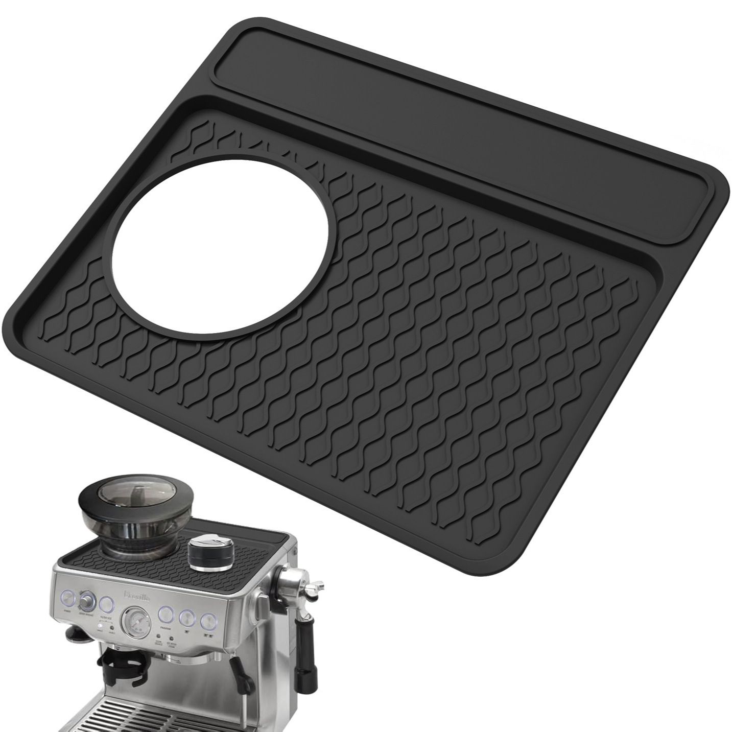 Espresso Tamper Mat, Food Grade Silicone Non-Slip,  Waterproof Heat Resistant, Espresso Tamping Station for Espresso Machine Barista Accessories (Black) - Image 2