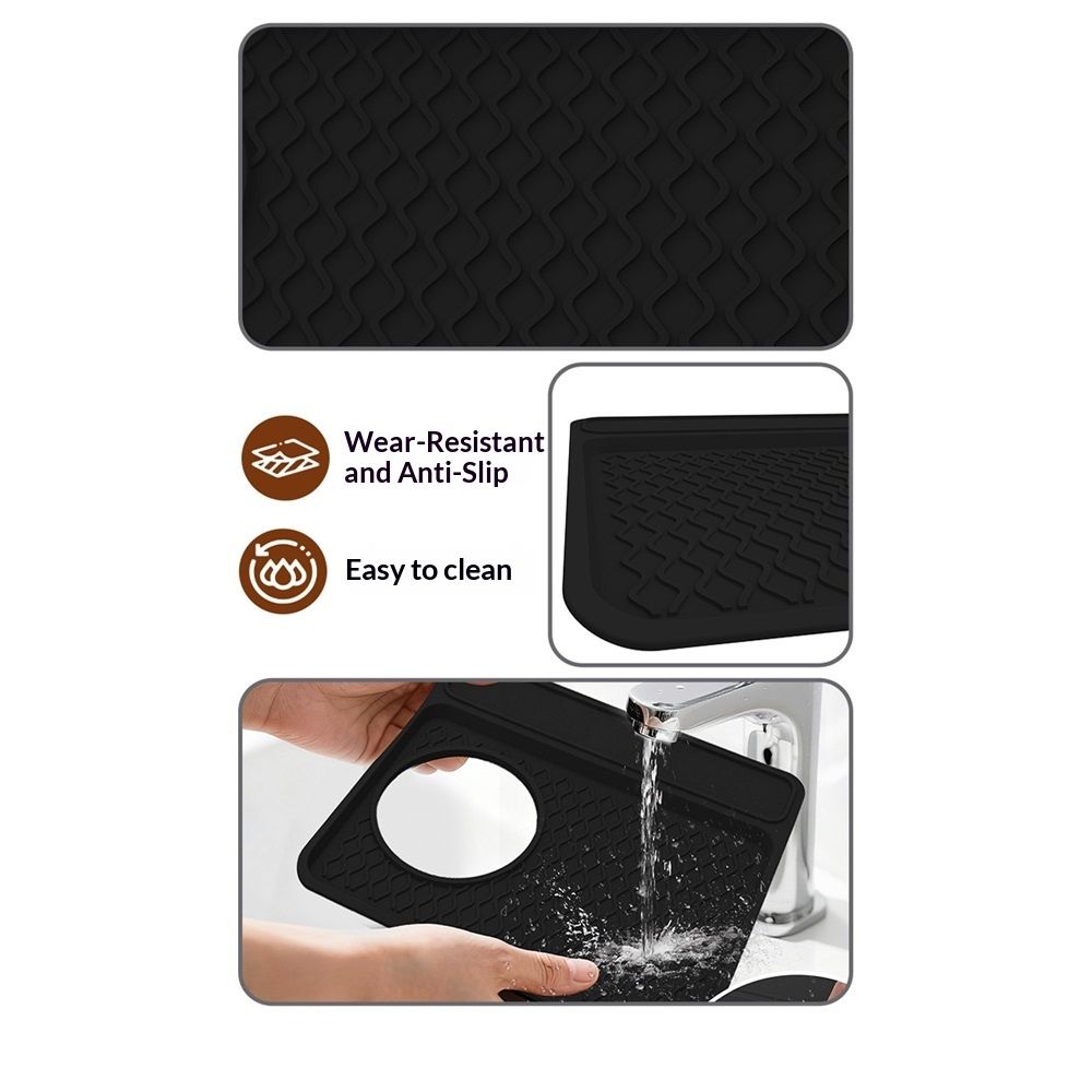 Espresso Tamper Mat, Food Grade Silicone Non-Slip,  Waterproof Heat Resistant, Espresso Tamping Station for Espresso Machine Barista Accessories (Black) - Image 4