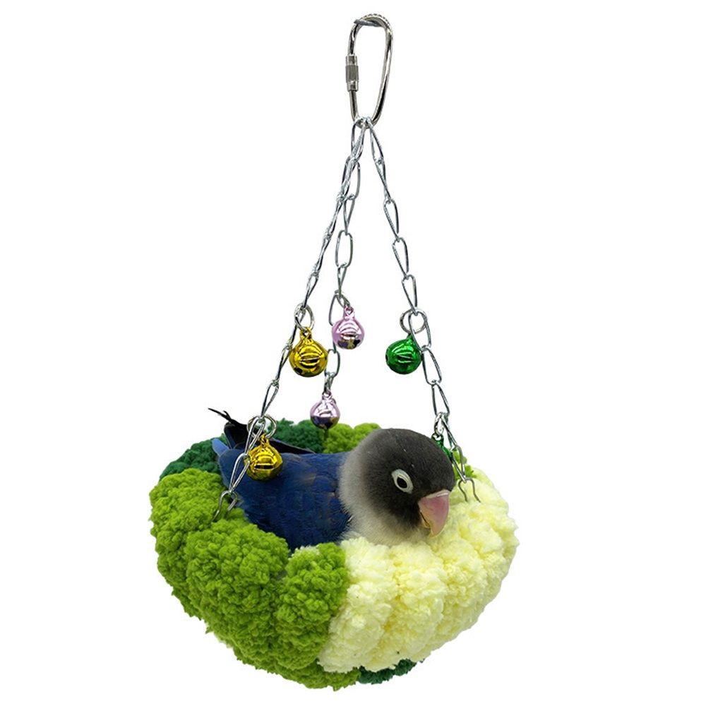 Bird nests, Parrot nests, Warm Winter Bird nests, Sleeping hammocks, birdcages, Hanging Swings, Plush nests, Toys, Little Birds, Cotton nests Small size green - Image 1
