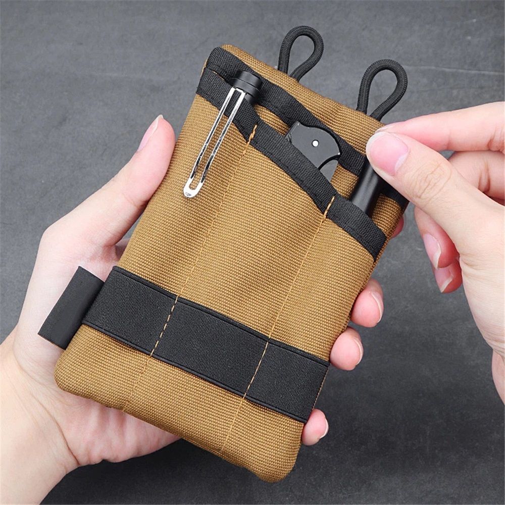 Pouch for Men,  Multitool Pocket Pouch Hold Your Flashlight/Pocket Knife, Pen, Notebook Key accessory kit（khaki） - Image 4