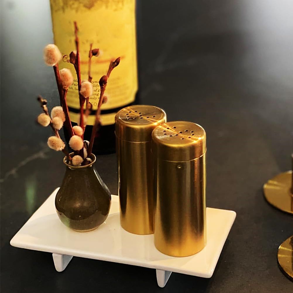 2Pcs Salt and Shakers Set,  Stainless Steel Salt and Dispenser Gold Jar Rustproof Seasoning Bottle Easy Filling Salt and Shakers for Modern Home Kitchen（golden） - Image 3