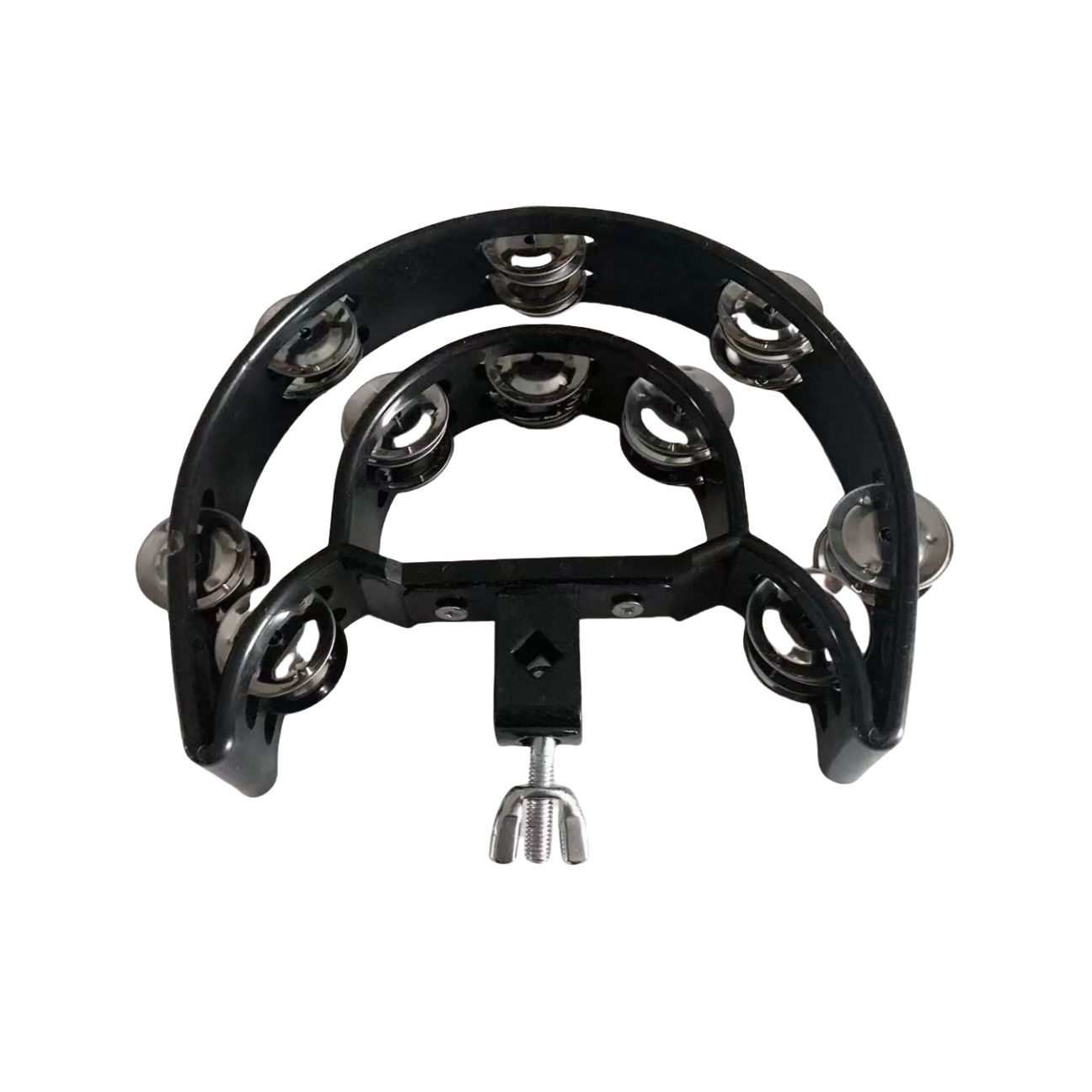 Tambourine Half Moon Mounted Double Row Bells with Mounting Eye Bolt Tambourine for Drum Set for Kids, Adults, Party - Image 1