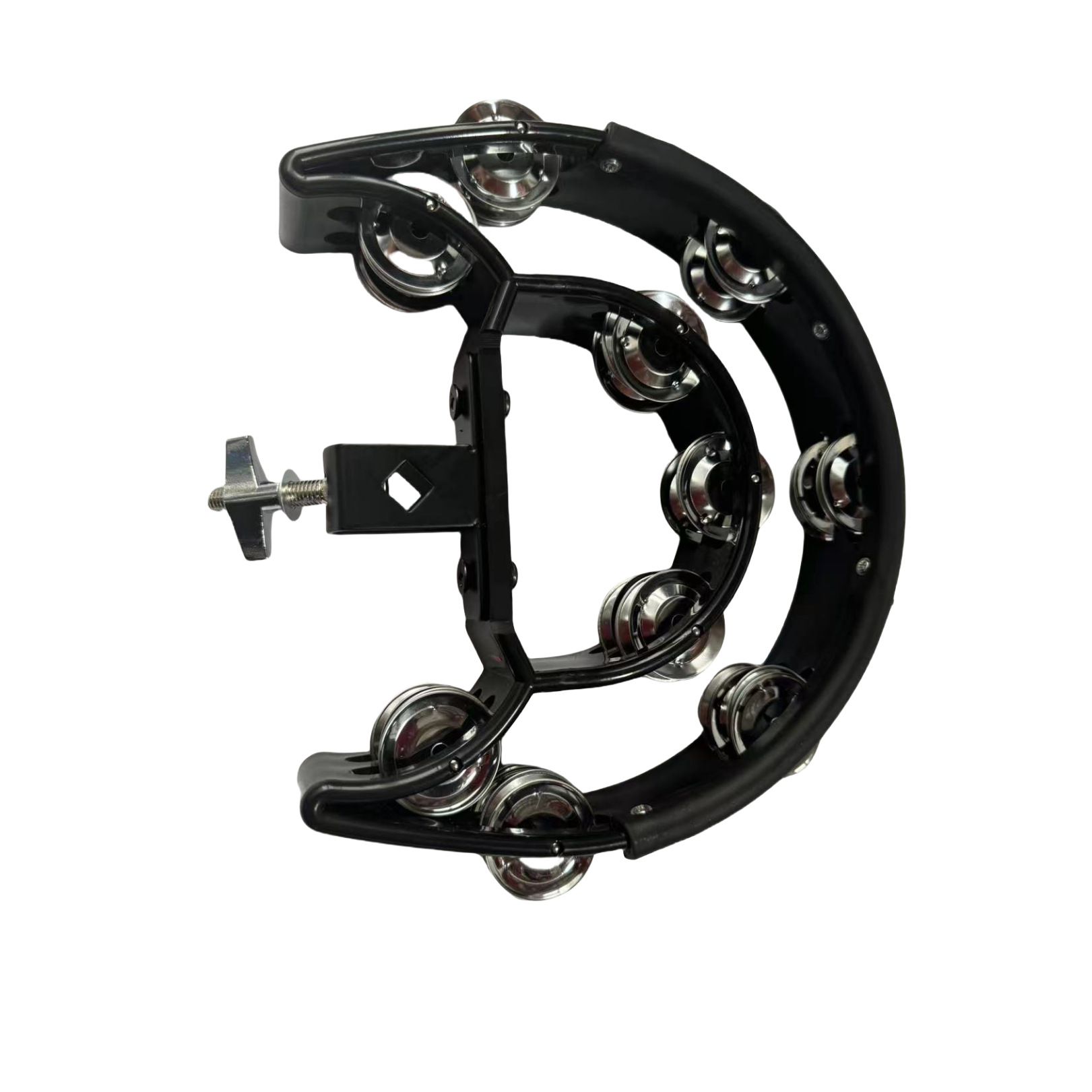 Tambourine Half Moon Mounted Double Row Bells with Mounting Eye Bolt Tambourine for Drum Set for Kids, Adults, Party - Image 2