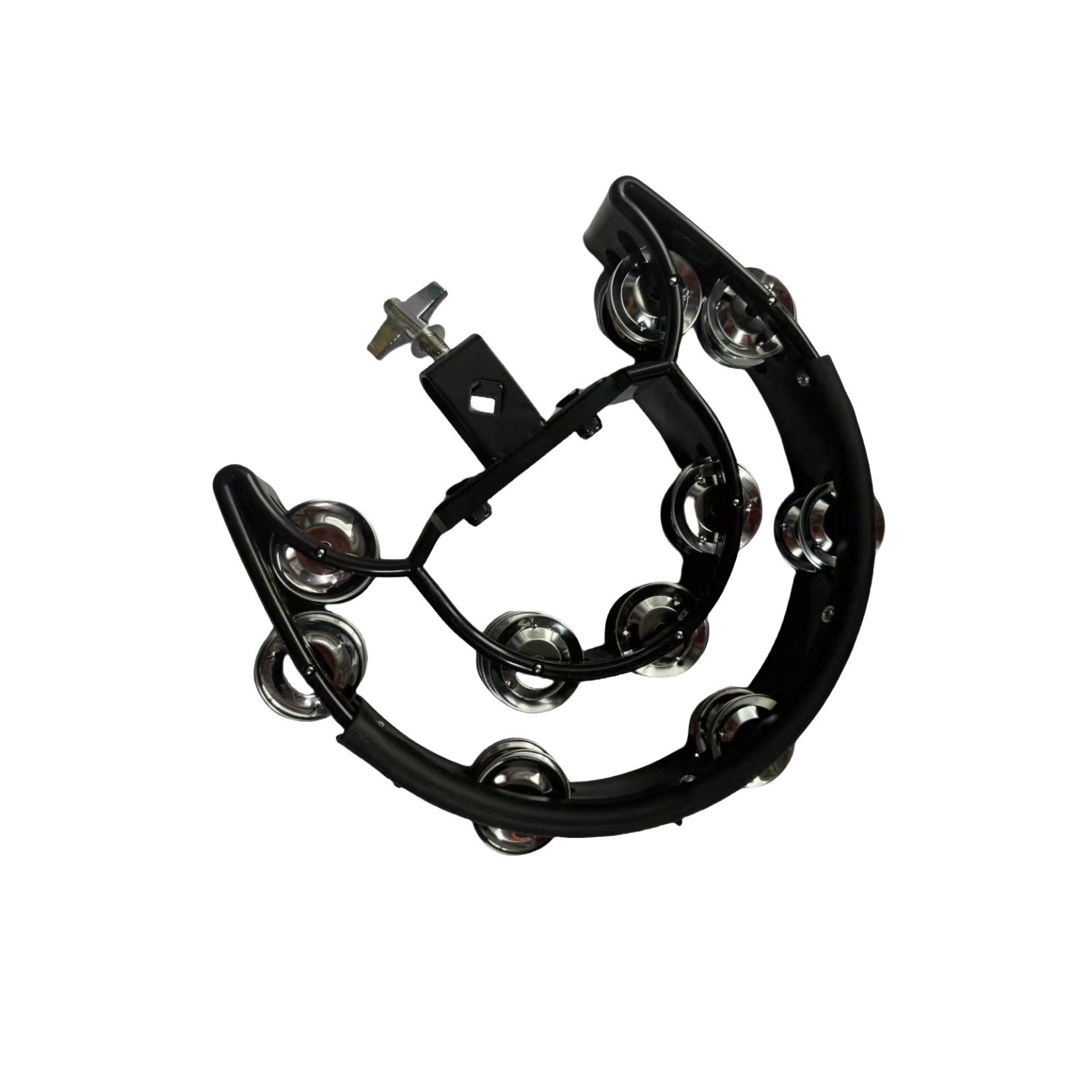 Tambourine Half Moon Mounted Double Row Bells with Mounting Eye Bolt Tambourine for Drum Set for Kids, Adults, Party - Image 3